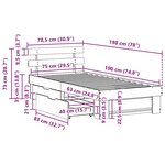 vidaXL Cadre de lit Marron cire 75 x 190 cm Bois massif en pin