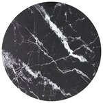vidaXL Dessus de table noir Ø90x1 cm verre trempé avec design marbre