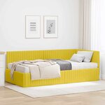 vidaXL Cadre de lit d'angle avec matelas 2 Pièces Jaune Velours