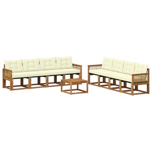 vidaXL Ensemble de canapés d'extérieur 9 Pièces Naturel et Crème