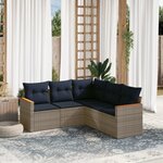 vidaXL Salon de jardin 5 Pièces avec coussins gris résine tressée