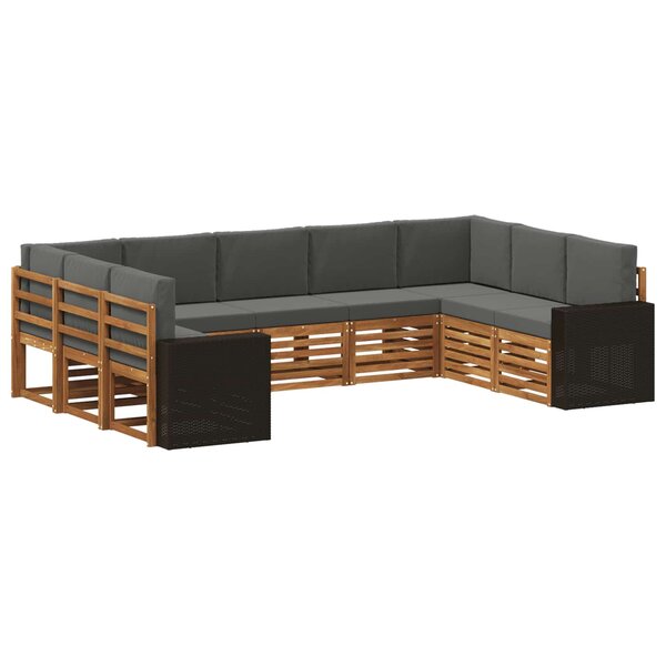 vidaXL Ensemble de canapés d'extérieur 9 pc Naturel et Anthracite