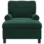 vidaXL Chaise longue avec coussin Vert foncé 91 x 157 x 91 cm Velours