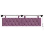 vidaXL Tête de lit suspendue Avec lumière LED Pourpre Velours