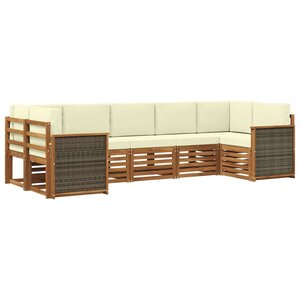 vidaXL Ensemble de canapés d'extérieur 6 pc Naturel et Crème
