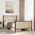 vidaXL Cadre de lit en métal sans matelas chêne sonoma 107x203 cm