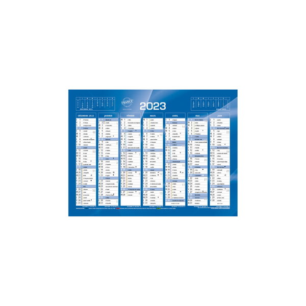 Calendrier  2023 - 14 mois - 18 x 13.5 cm - couleur bleu