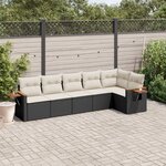 vidaXL Salon de jardin 6 Pièces avec coussins noir résine tressée