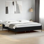 vidaXL Cadre de lit noir 180x200 cm bois d'ingénierie et métal