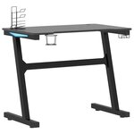 vidaXL Bureau de jeu à LED avec pieds en forme de Z Noir 90x60x75 cm