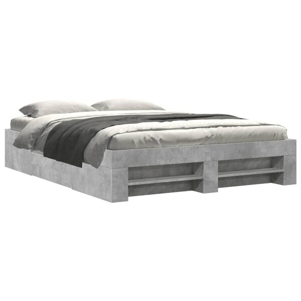 vidaXL Cadre de lit sans matelas gris béton 150x200 cm bois ingénierie