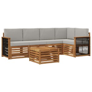 vidaXL Ensemble de canapés d'extérieur 5 pc Naturel et gris clair