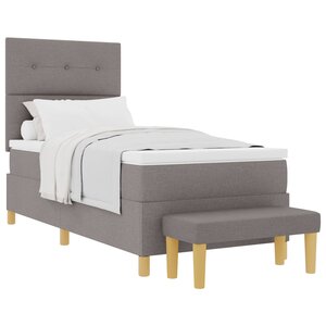 vidaXL Lit à ressorts avec tête de lit Taupe 190 x 90 cm tissu