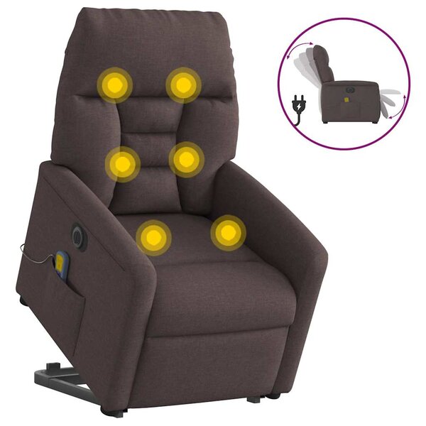 vidaXL Fauteuil inclinable de massage électrique Marron foncé Tissu