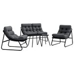 vidaXL Ensemble de salle à manger pour jardin 5 Pièces Noir Acier
