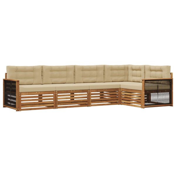 vidaXL Ensemble de canapés d'extérieur 5 pc Naturel et Beige