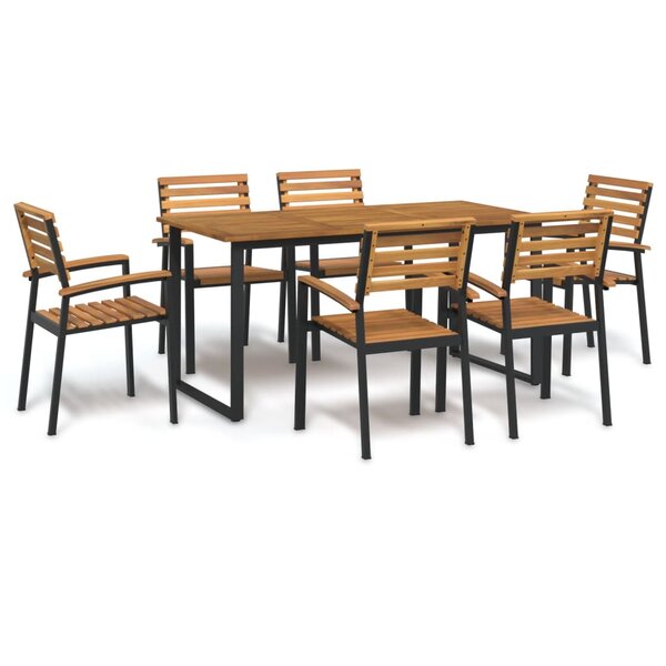 vidaXL Ensemble à manger de jardin 7 Pièces bois d'acacia solide et métal