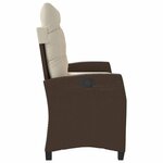 vidaXL Banc inclinable de jardin avec coussins marron résine tressée
