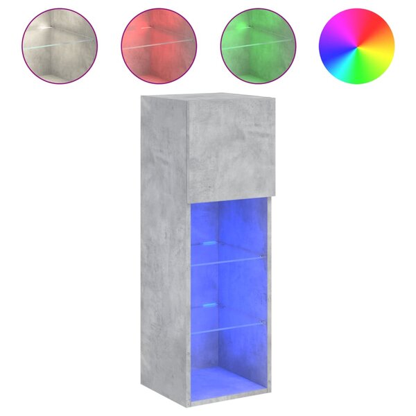 vidaXL Meuble TV avec lumières LED gris béton 30 5x30x90 cm