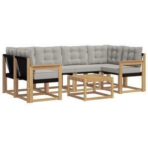 vidaXL Ensemble de canapés d'extérieur 7 Pièces Blanc et gris clair