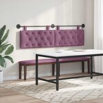 vidaXL Tête de lit suspendue Avec lumière LED Pourpre Velours