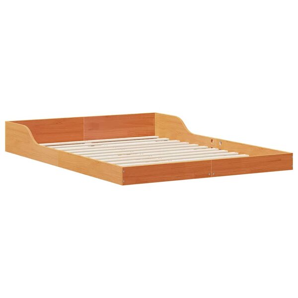 vidaXL Cadre de lit Marron cire 140 x 190 cm Bois massif en pin
