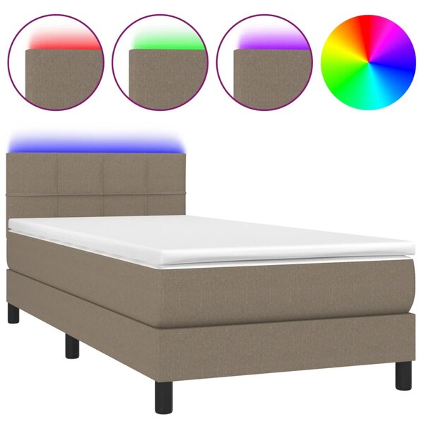vidaXL Sommier à lattes de lit avec matelas LED Taupe 100x200 cm Tissu