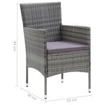 vidaXL Ensemble à manger de jardin et coussins 9 Pièces Poly rotin Gris