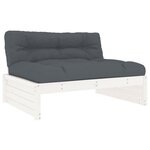vidaXL Salon de jardin 6 Pièces avec coussins blanc bois massif