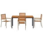 Ensemble de salle à manger jardin 5 pièces vidaXL Beige Poly Rattan Acacia