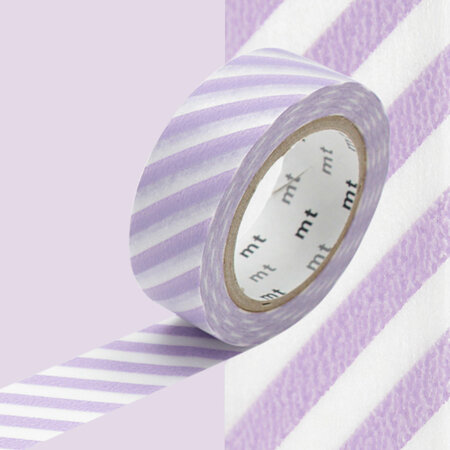 Masking Tape MT 1 5 cm Rayé lilas et blanc