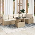 vidaXL Ensemble de canapé de jardin avec coussin 7 Pièces beige et crème