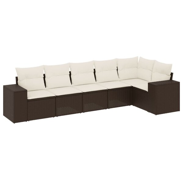 vidaXL Salon de jardin avec coussins 6 Pièces marron résine tressée
