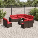 vidaXL Salon de jardin avec coussins 12 Pièces marron résine tressée