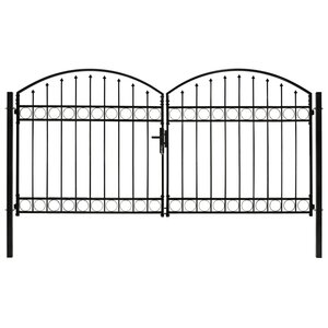vidaXL Portillon double porte avec dessus arqué Acier 300x125 cm Noir