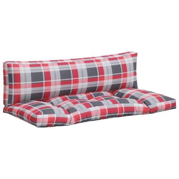 vidaXL Coussins de palette lot de 2 motif à carreaux rouge tissu