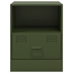 vidaXL Table de chevet vert olive 34 5x39x44 cm acier