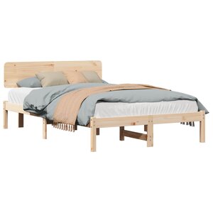 vidaXL Cadre de lit avec tête de lit Naturel 140 x 190 cm Pin massif