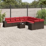 vidaXL Salon de jardin et coussins 11 Pièces marron résine tressée
