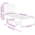 vidaXL Cadre de lit Blanc et Argent 75 x 190 cm Bois d'ingénierie