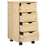 vidaXL Cabinet roulant Marron 65 5 x 34 x 39 cm Bois de Pin Massif