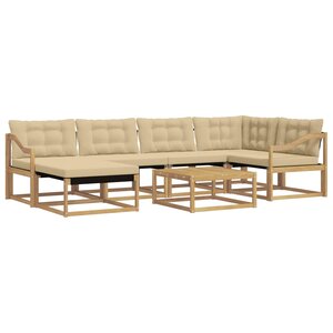 vidaXL Ensemble de canapés d'extérieur 7 Pièces Blanc et Beige
