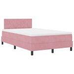 Lit à ressort avec matelas et LED rose 120x190 cm en velours