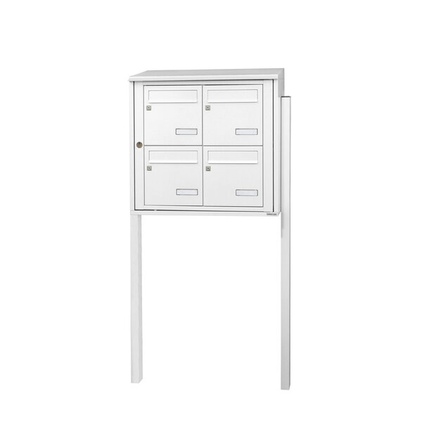 Bloc collectif Leabox 2x2 grade 3 simple face extérieur fixation sur pieds à sceller blanc neige ral 9016 finition brillante