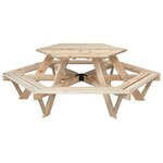 vidaXL Table de pique-nique pour 6 enfants avec bancs hexagonal sapin