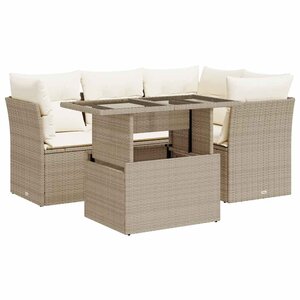 vidaXL Salon de jardin avec coussins 5 Pièces beige résine tressée
