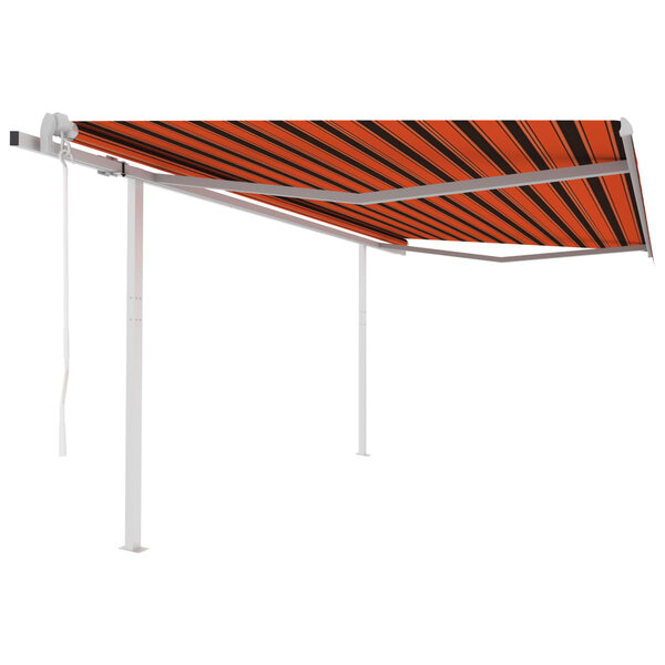 vidaXL Auvent rétractable automatique et poteaux 4 5x3 m Orange marron