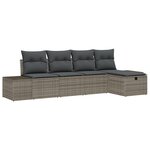 vidaXL Ensemble de canapé de jardin 5 pièces avec coussins Gris Poly Rattan