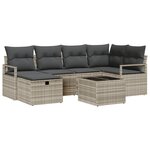 vidaXL Ensemble de canapé de jardin 7 pièces avec coussins en poly rotin gris clair