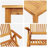 Ensemble de salle à manger de jardin 3 pièces en bois d'acacia solide  pliable